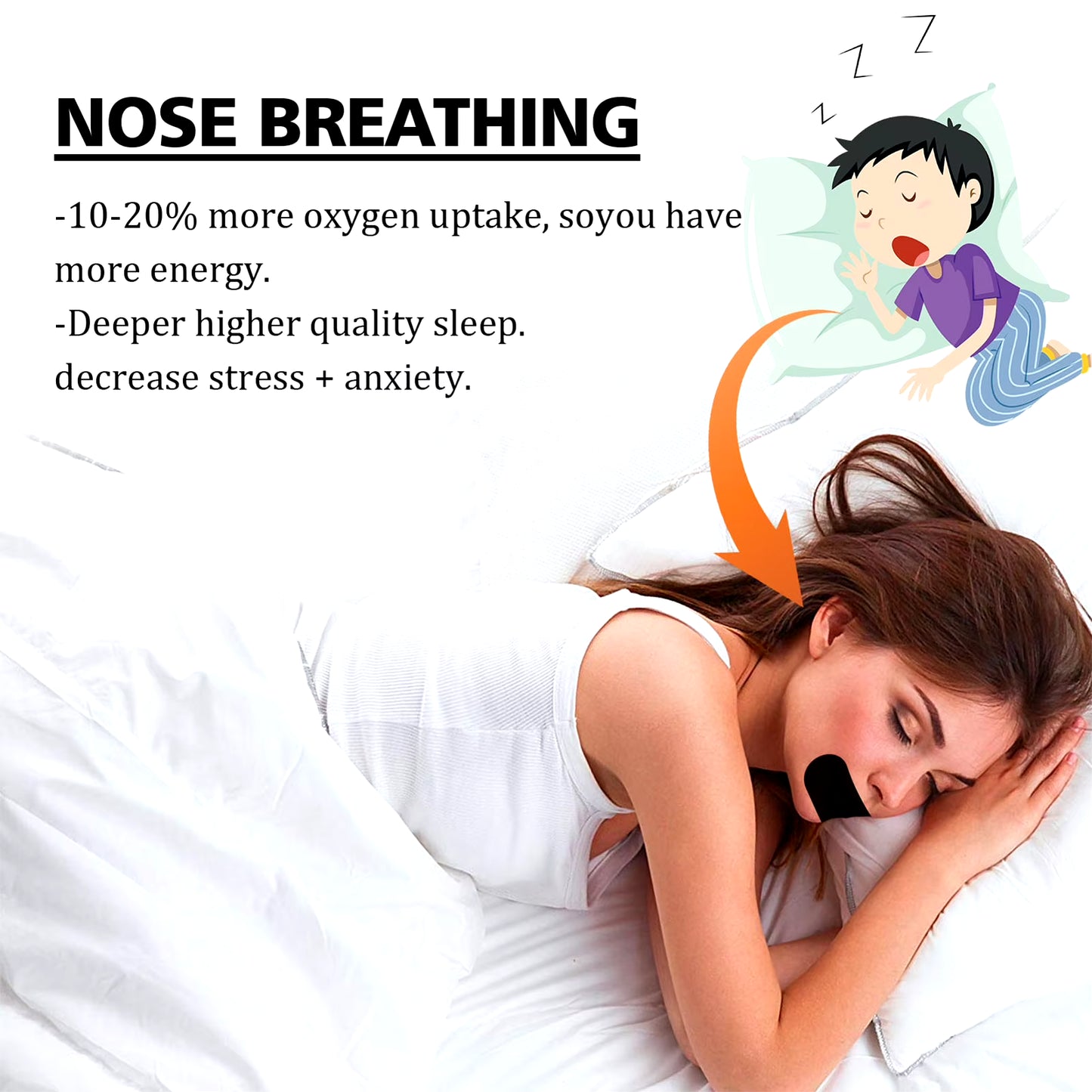 60-Piece Sleep Mouth Tape for Snoring Prevention - Gentle Closure Strips for Home and Travel Use