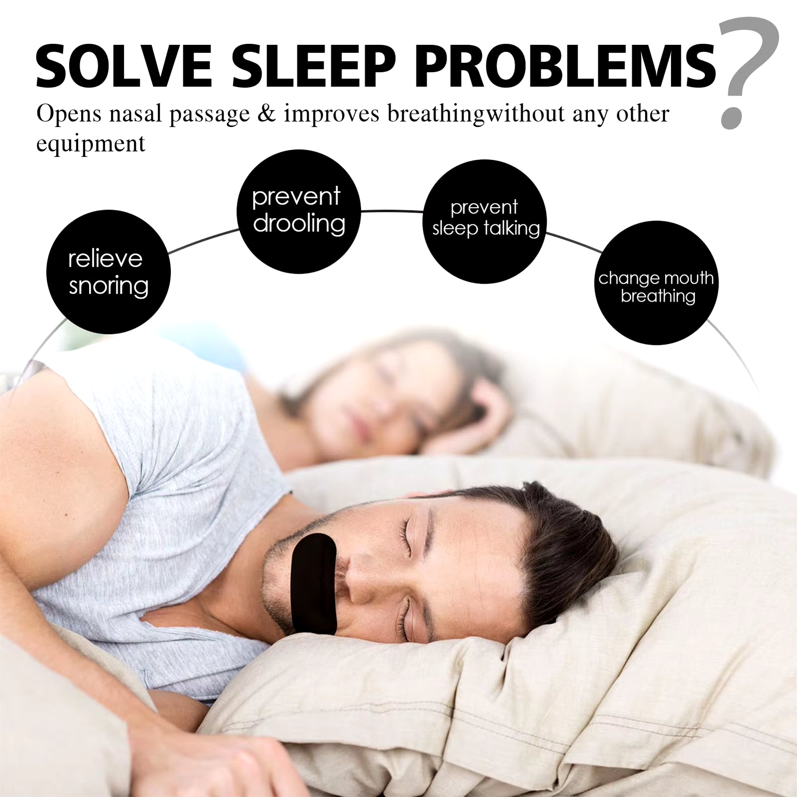 60-Piece Sleep Mouth Tape for Snoring Prevention - Gentle Closure Strips for Home and Travel Use