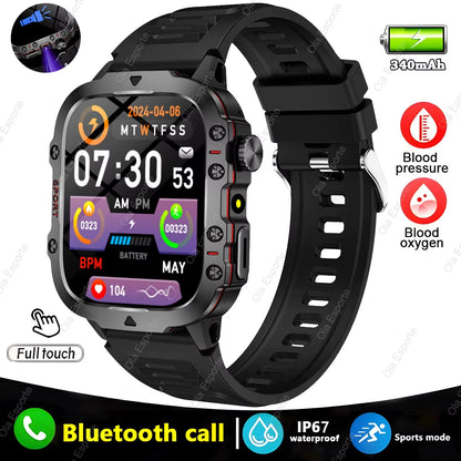 Men's Smartwatch with Flashlight, Bluetooth Calling, Fitness Tracking, IP68 Waterproof, Compatible with Android & iOS - 2025 Model