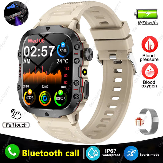 Men's Smartwatch with Flashlight, Bluetooth Calling, Fitness Tracking, IP68 Waterproof, Compatible with Android & iOS - 2025 Model