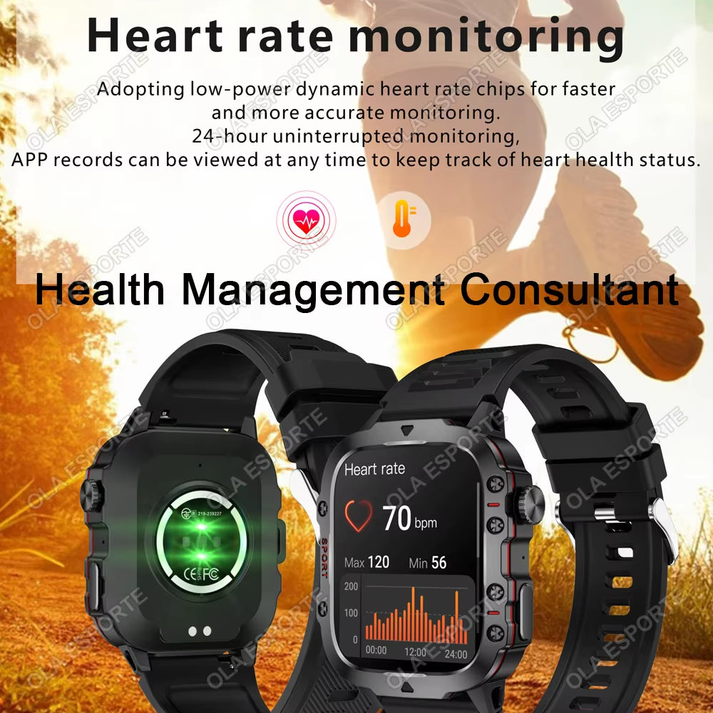 Men's Smartwatch with Flashlight, Bluetooth Calling, Fitness Tracking, IP68 Waterproof, Compatible with Android & iOS - 2025 Model