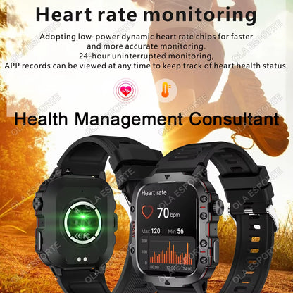 Men's Smartwatch with Flashlight, Bluetooth Calling, Fitness Tracking, IP68 Waterproof, Compatible with Android & iOS - 2025 Model