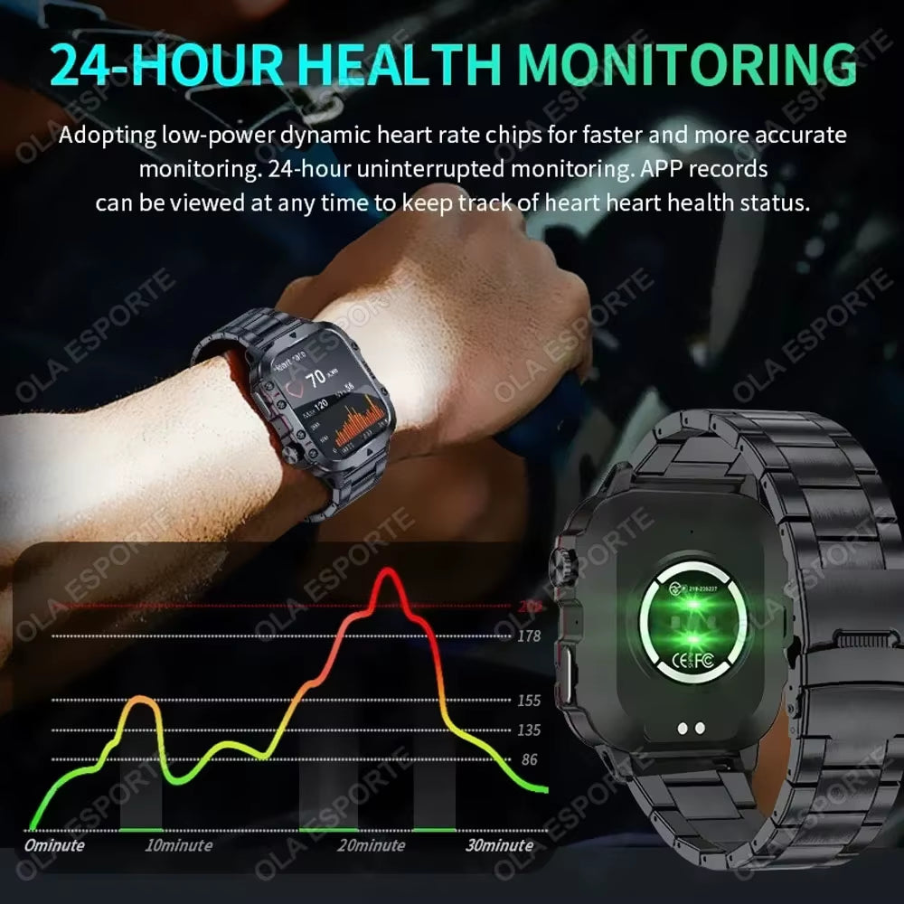 Men's Smartwatch with Flashlight, Bluetooth Calling, Fitness Tracking, IP68 Waterproof, Compatible with Android & iOS - 2025 Model