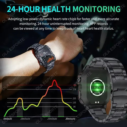 Men's Smartwatch with Flashlight, Bluetooth Calling, Fitness Tracking, IP68 Waterproof, Compatible with Android & iOS - 2025 Model