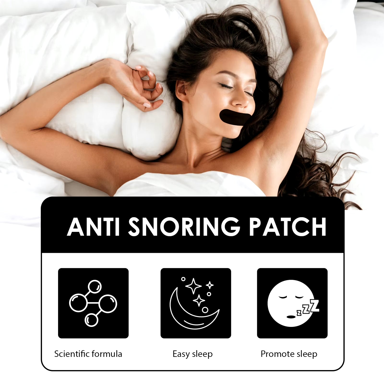60-Piece Sleep Mouth Tape for Snoring Prevention - Gentle Closure Strips for Home and Travel Use